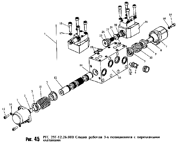 Секция рабочая 3-х позиционная с переливными клапанами РГС 25Г-12.26.000